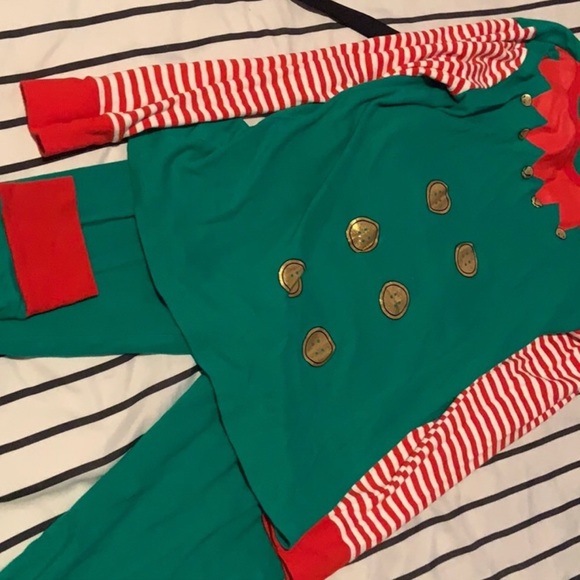 Elf, Santa’s Helper Pajamas. Top & Bottoms - Picture 7 of 9